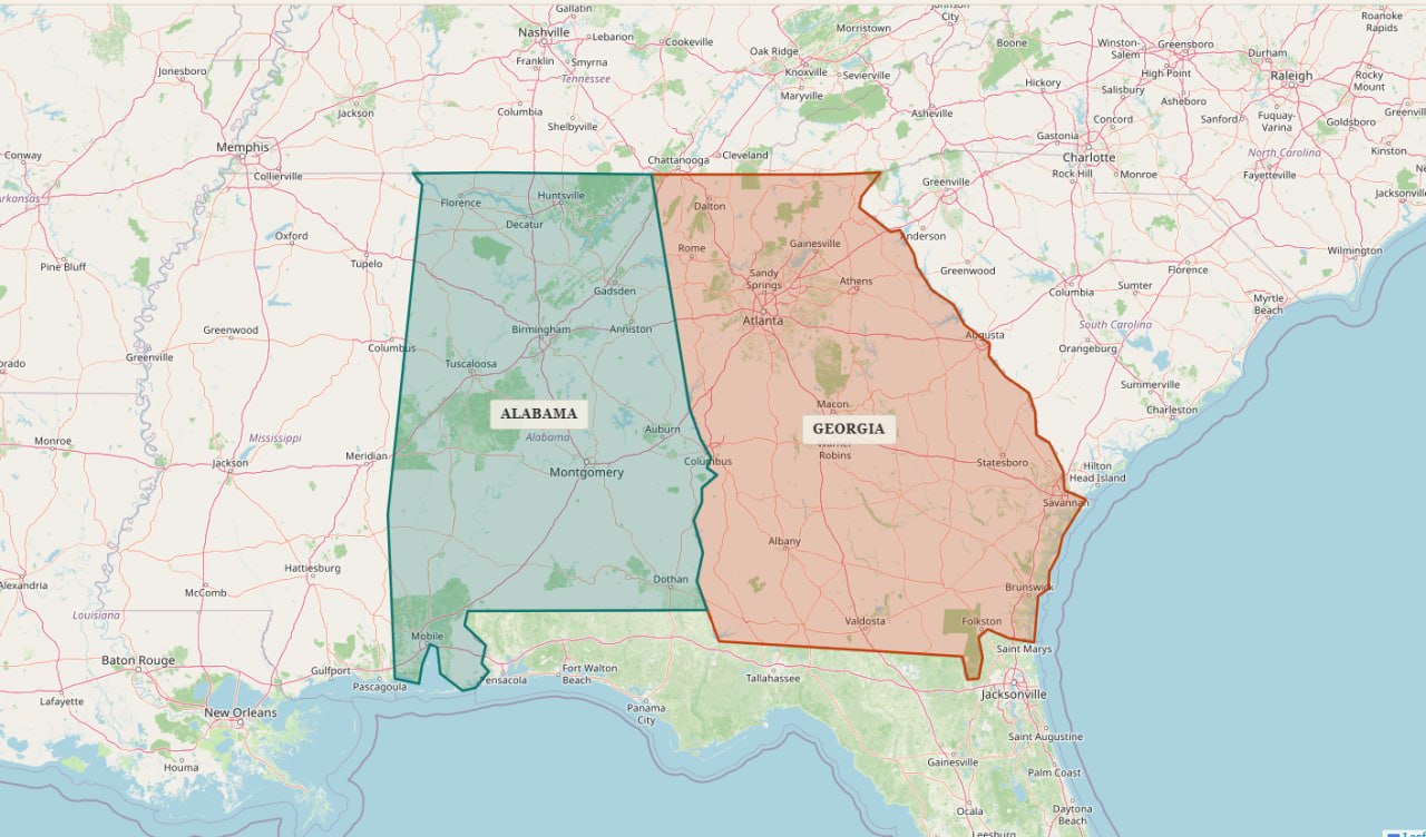 Voyager commercial service area — Georgia and Alabama coverage